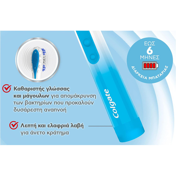 Зубна щітка на батарейках Colgate 360 м&39яка - змінна насадка для щітки - батарейки в комплекті