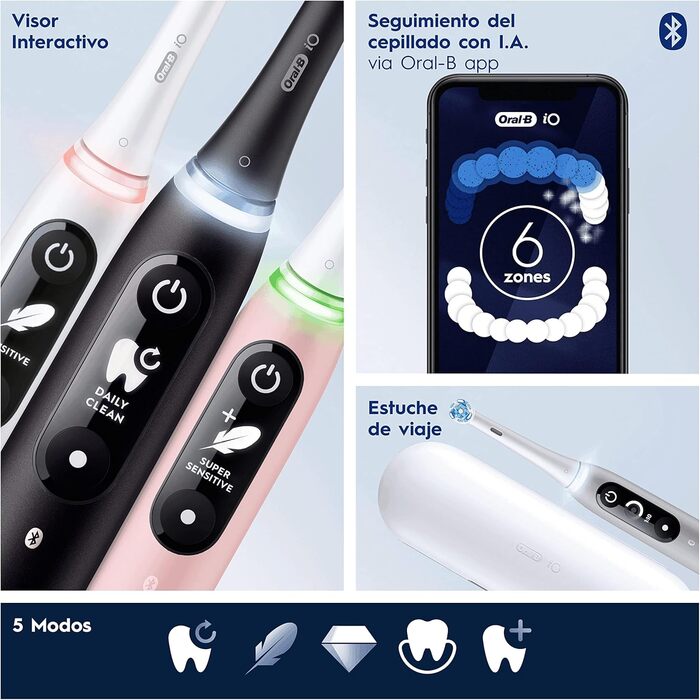 Електрична зубна щітка Oral-B iO 6N, чорна, Bluetooth, 2 щітки, 1 дорожній кейс