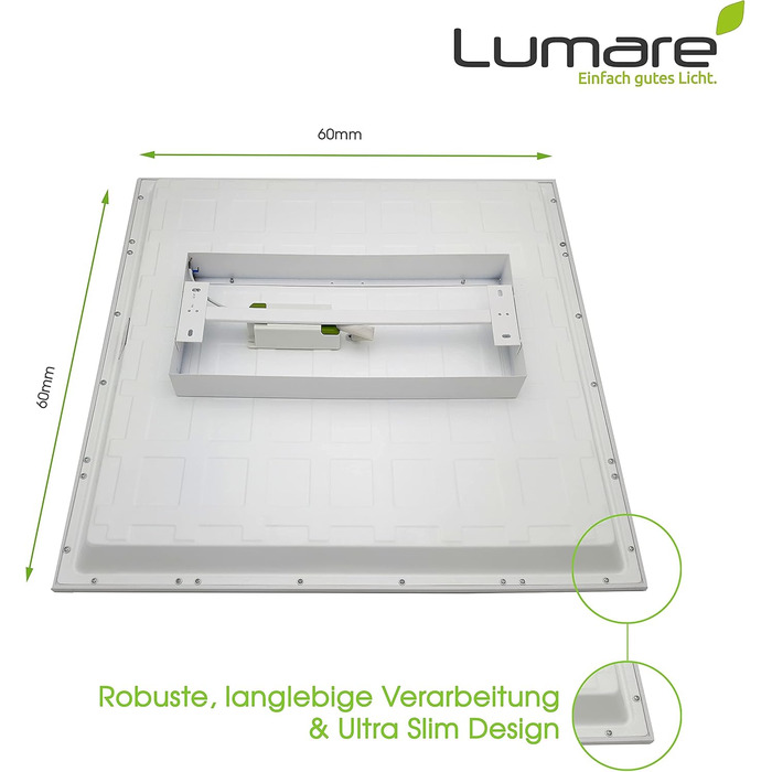 Світлодіодна панель Lumare Вбудований світильник 40 Вт Система стельова плоска 620х620мм квадратна Стельовий світильник 4800лм в т.ч. трансформатор Стеля Оденвальда, світильник Оденвальда Офісна лампа Louvre Lamp 4000K нейтральний білий 620мм x 620мм