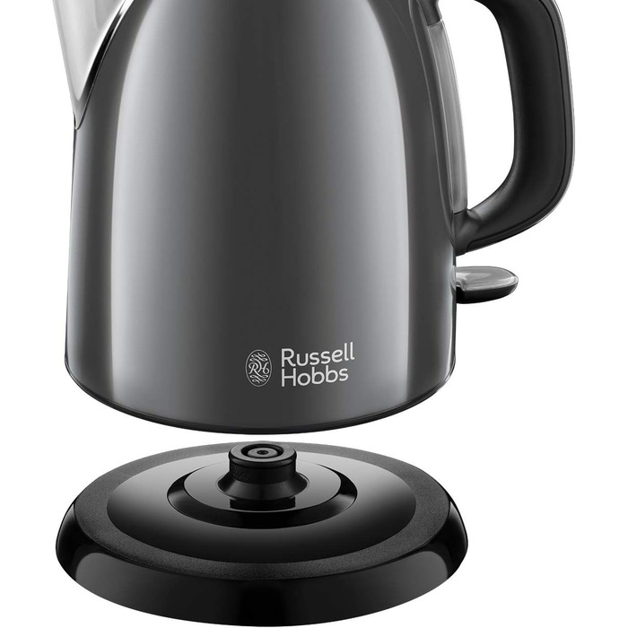 Електричний чайник Russell Hobbs малий 1,0 л Кольори Нержавіюча сталь Сірий (2400 Вт, функція приготування під тиском, знімний фільтр від накипу, зовнішній індикатор рівня води, маленький туристичний чайник)Чайник 24993-70 Електричний чайник 1л