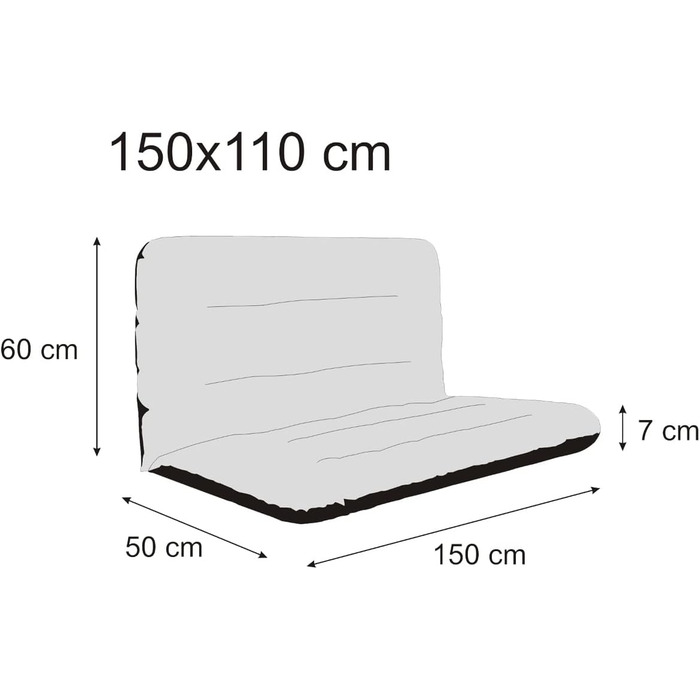 Подушка для ганку та подушка для садової лавки Подушка для садової лавки Подушка для лавки Садові меблі Подушка для саду KOLEINEN (150 см, графіт) 150 см Графіт