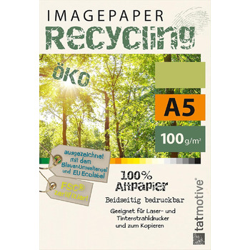 Перероблений папір TATMOTIVE Imagepaper Eco 100 г/кв.м A5, сертифікований FSC, підходить для всіх принтерів, папір для копіювального паперу на 500 аркушів, екологічний папір для принтера