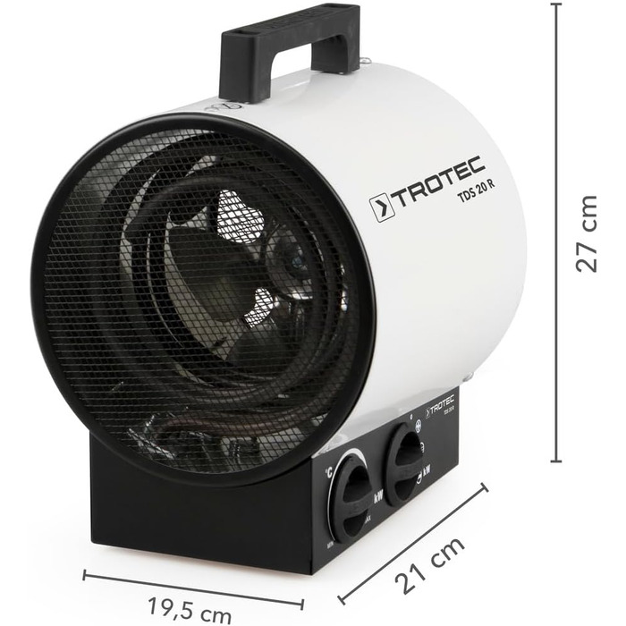 Будівельний обігрівач TROTEC TDS 20 R теплова потужність 1,5 кВт / 3 кВт електричний обігрівач повітря об'ємом 411 м/год тепловентилятор для великих приміщень