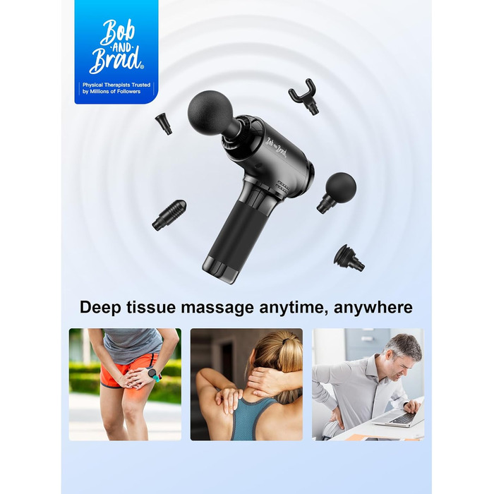 Тихий масажер Massage Gun до 3200rpm, електричний ручний масажер для розслаблення мязового масажу, 2 Massage Gun Deep Tissue 10mm Amplitude Upgrade 4000mAh Battery