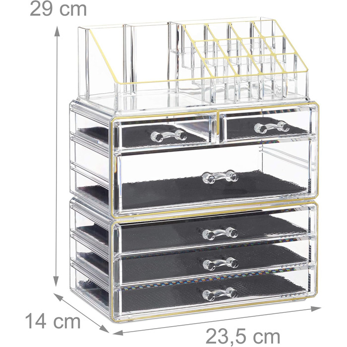 Прозорий/золотий косметичний органайзер з 6 шухлядами, 22 відділення органайзер для макіяжу, акрил для зберігання косметики, 1 1 прозорий/золотий 1