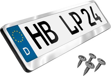 Власник номерного знака L&P Premium Тримач автомобільного номерного знака Підсилювач номерного знака INOX V2A Тримач номерного знака Підсилювач номерного знака Номерний знак (полірований з нержавіючої сталі)