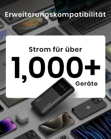 Невеликий, але потужний USB C вхід і вихід для телефону та ноутбука, зовнішній акумулятор мобільного телефону для MacBook Pro Steam Deck iPhone 16 15 14 13 12 Pro Samsung S23 iPad тощо, 27000mAh 140W Power Bank