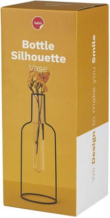 Ваза для квітів balvi Силует пляшки Колір чорний Декоративна ваза зі скла та металу Оригінальна квітка