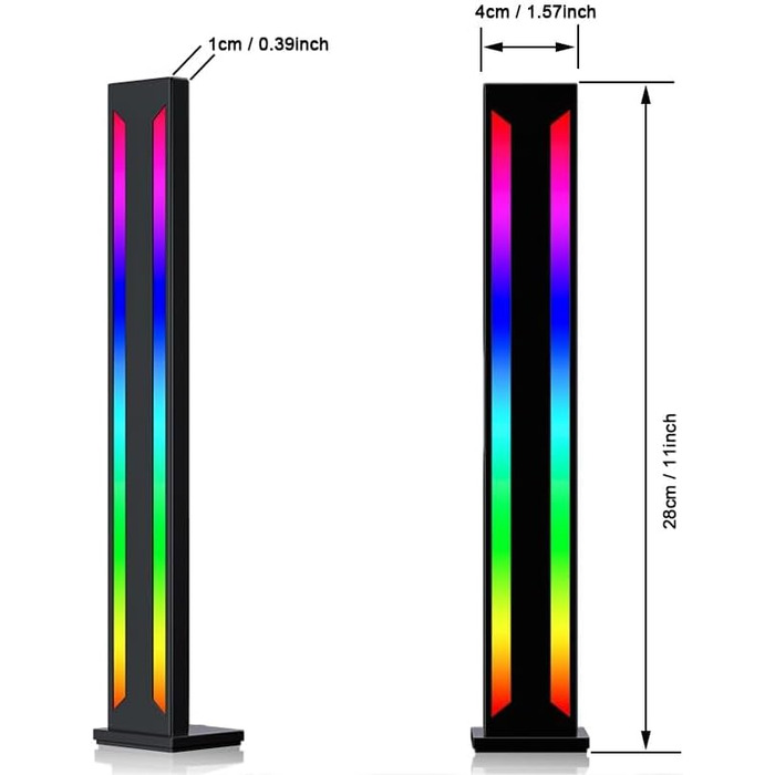 Металевий алюмінієвий корпус MIWATT, підсвічування телевізора, ігрова лампа працює RGB Ambient Smart Sync з музикою та керуванням APP для ігор, декору, декору кімнати, ПК, телевізора, декору кімнати (чорний)