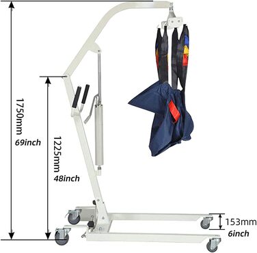 Ручна транспортна машина для підйому пацієнтів, гідравлічна підйомна машина, підшипник навантаження 185 кг, обертання на 360