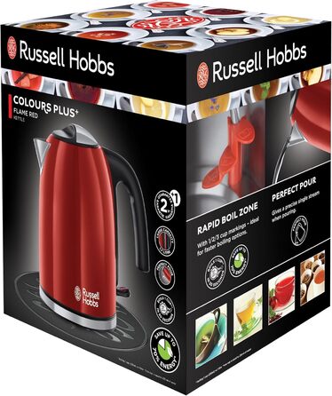 Чайник Russell Hobbs 1,7 л, 2400 Вт кольори нержавіюча сталь червоний (функція приготування під тиском, знімний фільтр з вапном, оптимізований вилив, зовнішній індикатор рівня води) Чайник для чаю 20412-70 Чайник 1,7 л