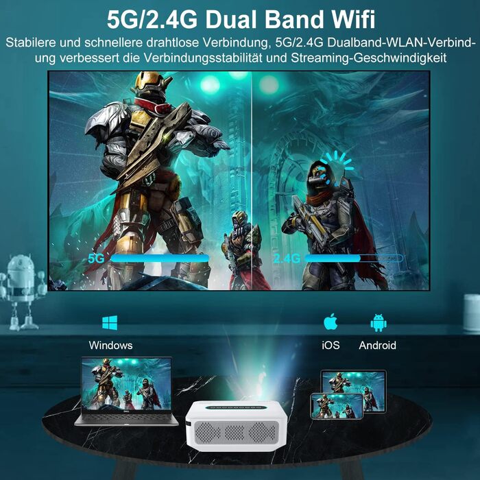 Проектор із підтримкою 4K із 5G Wi-Fi та Bluetooth, XGODY X1 12000L Native 1080P HD Вбудована ОС Android Проектор YouTube Netflix попередньо встановлено, 8000 програм, Dolby Sound Smart Портативний проектор із сумкою