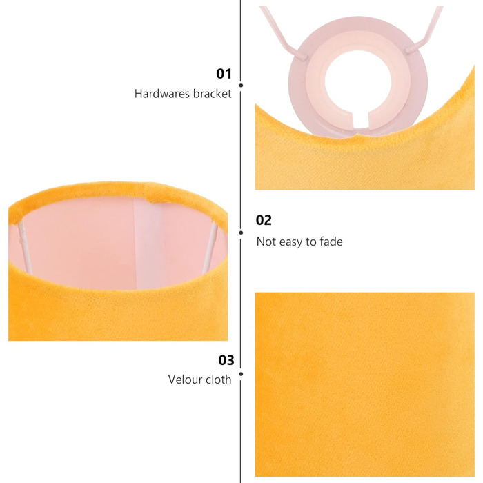 Абажури Uonlytech Оксамитова тканина Заміна абажура Оксамитова лампа Чохол для лампи E27 / E14 Настільна лампа Настінний світильник Настінний світильник Підвісний світильник Свічка Люстра Стельовий світильник жовтий
