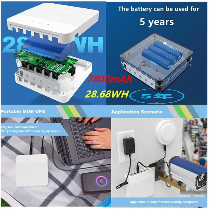 Джерело безперебійного живлення iFutniew Mini UPS Резервна батарея 8000 мАг з виходом постійного струму 24 В 15 В 12 В/9 В/5 В для бездротового маршрутизатора, модему, простий у використанні