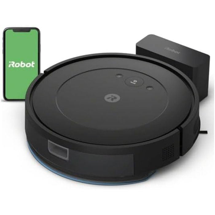 Робот iRobot Roomba Combo Essential для пилососа та швабри (Y0110), потужний пилосос та миття, 3 рівні всмоктування, точкове прибирання, керування за допомогою програми, кнопок або голосу, чорний