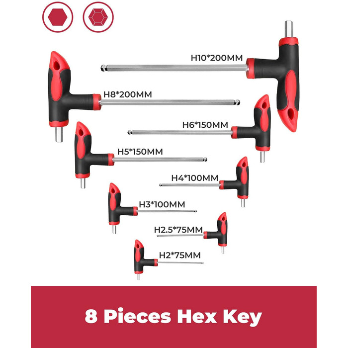 Набір шестигранних і торцевих ключів на 16 предметів, набір ключів з Т-подібною ручкою з коробкою