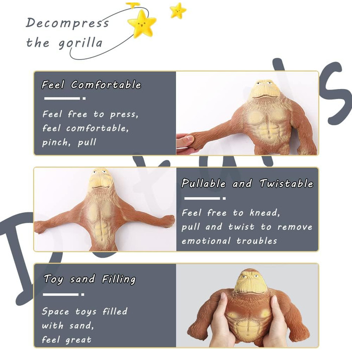 Іграшка для зняття стресу Горила, іграшка для зняття стресу Горила, гумова хлюпаюча мавпа, гумова іграшка мавпа, іграшка для зняття стресу для дітей та дорослих велика