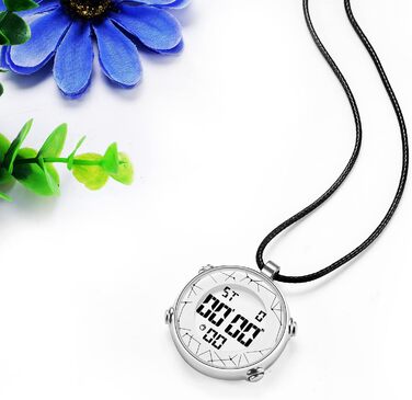 Ювелірні виробиWe Pocket Watch Чоловічий жіночий цифровий кварцовий годинник 30 м водонепроникний Дата Тиждень Календар Будильник Спортивний годинник зі шкіряним намистом Ланцюжок Ланцюговий годинник Подарунок чорний