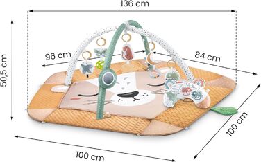 Інтерактивний навчальний дитячий ігровий килимок Nukido Дитячий ігровий килимок для ігор на підлозі з народження Ігровий килимок для немовлят Дитячий сенсорний килимок 7 функціональних іграшок 56 см (коричневий, XXL)