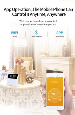 Розумний електричний термостат RKHK i8 - Wi-Fi бездротовий кімнатний термостат, термостат з голосовим керуванням, дистанційним керуванням і програмованим керуванням часом