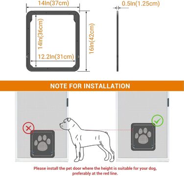 Заслінка для домашніх тварин NAMSAN з магнітом Заслінка для собак Котяча заслінка для Fly Screen Двері для домашніх тварин, що замикаються, для котів/собак (великі 31 см x 36 см/12 x 14 дюймів)