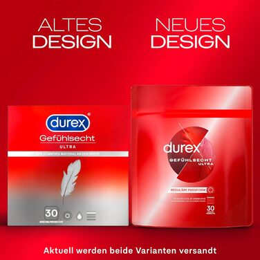 Презервативи Durex Emotional Ultra надзвичайно тонкий наконечник і змочений силіконовою змазкою 30 упаковок (1 x 30 шт. ) ука (30 упаковок)