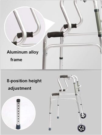 Алюмінієва прогулянкова рама, розбірна, легка, допоміжна для ходьби, з 5-дюймовими колесами