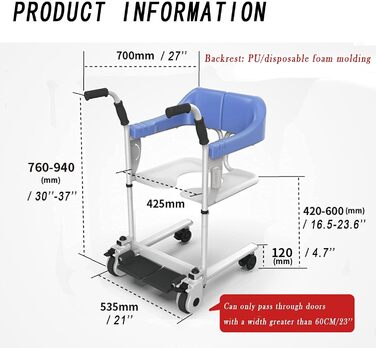 Підйомник для пацієнтів, багатофункціональне крісло для годування, портативне та складне крісло для душу, регульований по висоті електричний підйомник для перенесення пацієнта для купання вдома, туалетні стільці (зручні