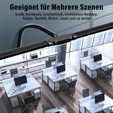 Настільна лампа ICARE з подвійною головою LED з регулюванням яскравості, настільна лампа з затиском для домашнього офісу, денна лампа для настільної лампи, захист очей офісна настільна лампа на гусячій шиї, лампа для монітора, лампа архітектора 10