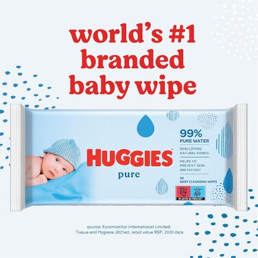 Вологі серветки Huggies Pure Дитячі серветки, упаковка 10 шт. (10 шт. 56 шт. )