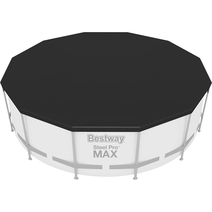 Каркасний басейн Bestway Steel Pro MAX Повний комплект з фільтруючим насосом Ø 366 x 122 см, світло-сірий, круглий одинарний