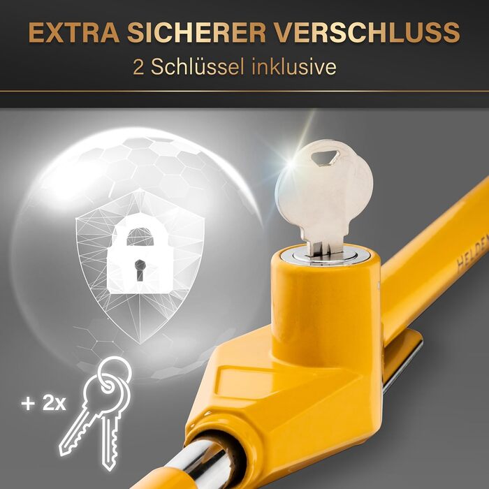 Універсальний кіготь рульового колеса для захисту від крадіжки - Захист автомобіля від викрадення з блокуванням керма та замком керма - Кіготь автомобіля як іммобілайзер жовтий
