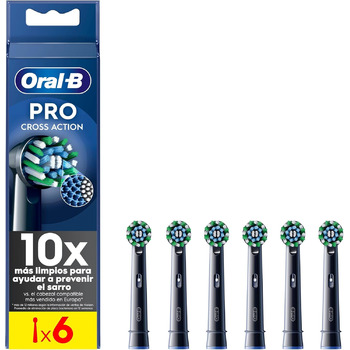 Щітки Oral-B Pro CrossAction для електричної зубної щітки, 6 шт. , чудове чищення зубів з інноваційною Х-подібною щетиною, оригінальна насадка для зубної щітки Oral-B, виробництво Німеччина, чорна 6 шт. Нова одинарна