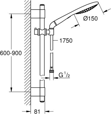 Душові системи GROHE Rainshower Solo 150 (душова штанга, 2 види розпилення) хром, 27273001