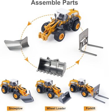 Литий під тиском будівельний транспортний засіб вантажівка іграшка для дітей автомобільна іграшка з килимками, кран, екскаватор, колісний навантажувач, дорожній каток з 2 змінними частинами навантажувач і снігоприбиральна машина для хлопчиків
