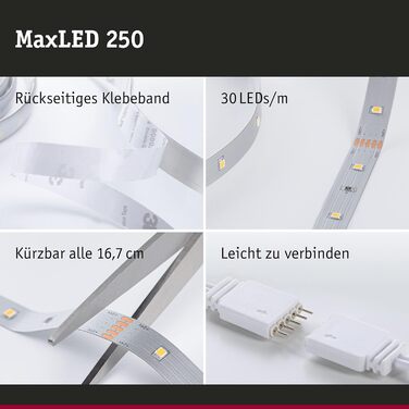 Світлодіодна стрічка MaxLED 250 Базовий набір Теплий білий 2700K 3м IP20 в т.ч. 12 Вт Смуга Срібляста стрічка Базовий набір 3м 2700K, 79852