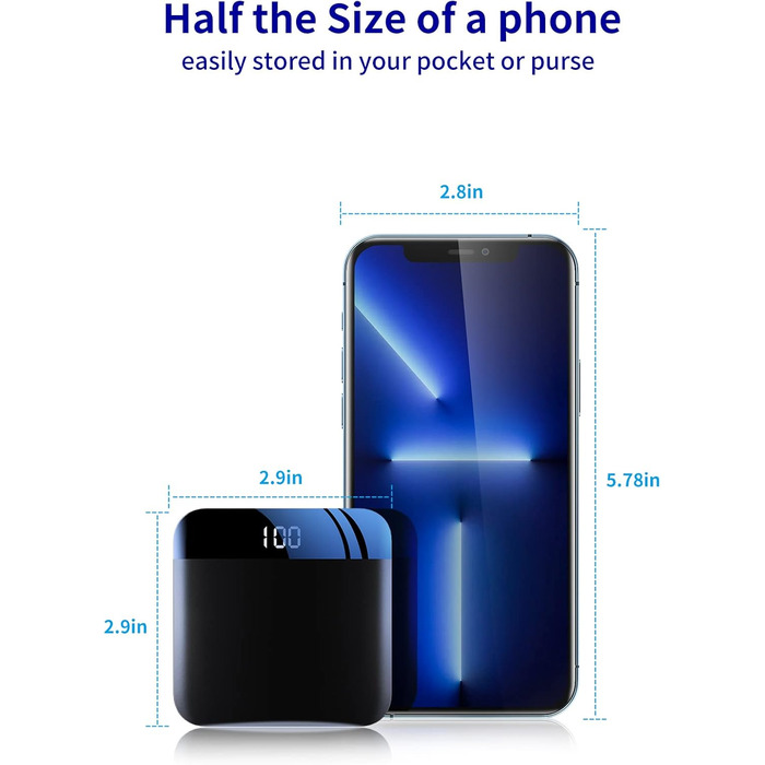Найменший і найлегший зовнішній акумулятор USB-C ємністю 10 000 мАг, ультракомпактний, високошвидкісна технологія заряджання, портативний зарядний пристрій для iPhone, Samsung Galaxy і багато іншого (чорний)