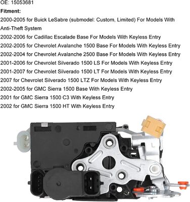 Привід замка передніх лівих дверей TKSE, 15053681, заміна для Chevrolet Avalanche/Silverado/Suburban