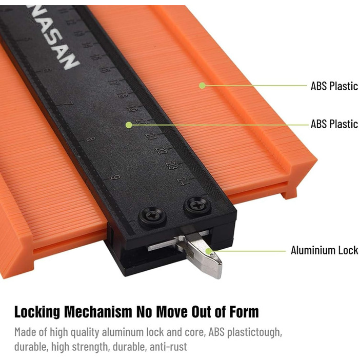 Набір дублікаторів контурних лінійок 25,4 см та 12,7 см, контурні лінійки з фіксатором для вимірювання кутів та контурів, підходять для виготовлення шаблонів для деревообробки зроби сам, будівництва