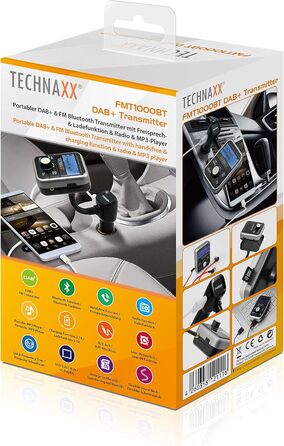 Передавач Technaxx 4594 BT із гучним зв'язком Bluetooth і зарядкою, чорний (FMT1000)