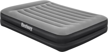 Надувне ліжко Bestway Tritech Bicolour Black/Grey Double Plus Flocked, 203X152X46 см, вбудований електричний насос і сумка