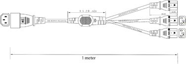 Кабель розподілу живлення комп'ютерного ПК HangTon UPS PDU IEC320 C14 до 3 x C13 10A 250V подовжувач (c14-3xc13 (1м))