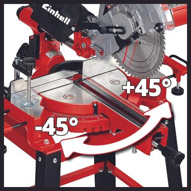 Торцювальна пила Einhell TC-SM 2531/2 U (1900 Вт, макс. глибина/ширина різання 70 мм x 310 мм, пильний диск Ø 254 мм, опорна рама, нахил пильної головки, функція протягування, лазер) TC-SM Single (новинка 2020 року)