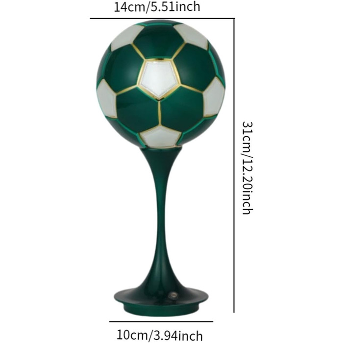Футбольна лампа Fenteer, настільна лампа, проста, приліжкова лампа, футбольна приліжкова лампа для тумбочки, ліжка, дитячої кімнати, спальні, подарунок, зелена