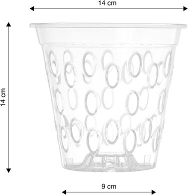 Мікроперфорований горщик для орхідей з прозорого пластику - (Ø 14 см, 5) 5 14