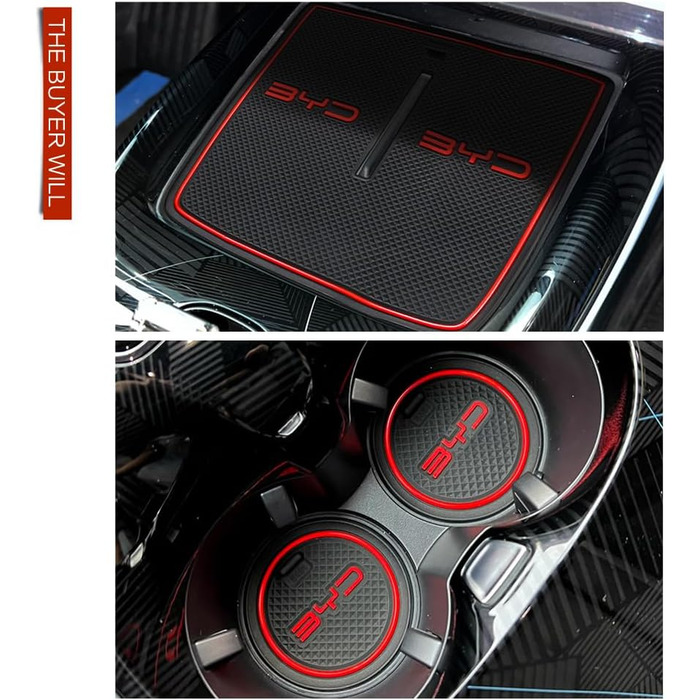 Автомобільні аксесуари для BYD Seal Cat Mats Premium Groove Mats Liner - підстаканник, центральна консоль, вставки в дверні кишені, салон автомобіля, нековзний, гумовий килимок проти пилу, Noctilucent BYD Seal Noctilucent