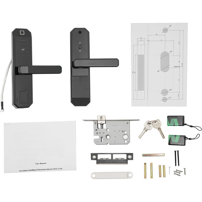 Дверний замок із відбитком пальця Smart Lock Електронний дверний замок із ключем із відбитком пальця та цифровим кодовим замком із цифровою клавіатурою, 4*батарейки AAA на 15 місяців