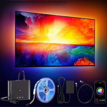 Комплект світлодіодного підсвічування BDFLY Smart TV з блоком синхронізації HDMI 4K30 Гц, 16.4-футові світлодіодні ліхтарі телевізора для 55-75 дюймів, світлодіодні стрічки RGB, світлодіодні лампи для синхронізації зі зміною кольору, які синхронізуються з