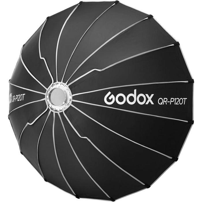 Швидкознімний параболічний софтбокс для GODOX SL60II SL150III FV150II AD300PRO AD400PRO AD600BM SZ300R VL300 UL150II ML60 Інші спалахи Bowen Mount Studio Speedlite QR-P120T/47', 120T 119,4