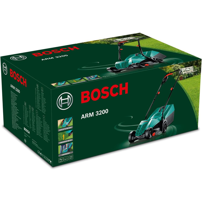 Газонокосарка Bosch ARM 3200 (1200 Вт, ширина зрізу 32 см, з додатковим лезом у комплекті, в коробці) - газонокосарка Storeo Edition 32 см із запасним лезом